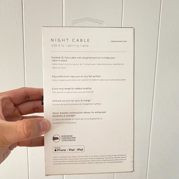Native Union Night Cable USB-A Cable 10ft Cosmos for iPhone iPad Reinforced - Picture 3 of 5